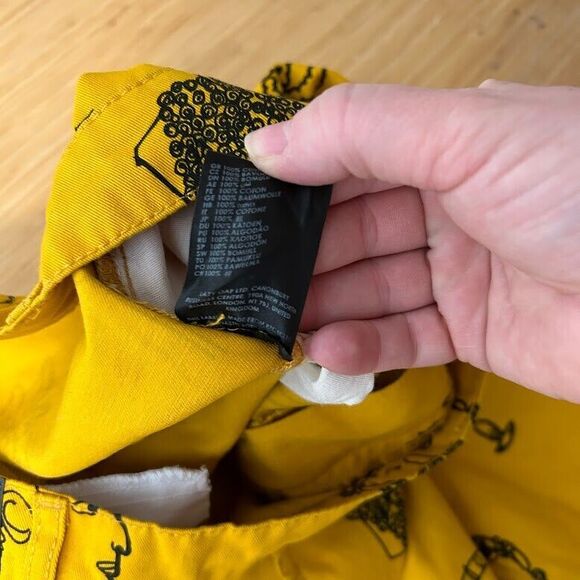 Lazy Oaf Roman Holiday Tokyo Pants 30 8 Yellow Barrel Leg Cropped Ankle Trouser - Picture 10 of 10